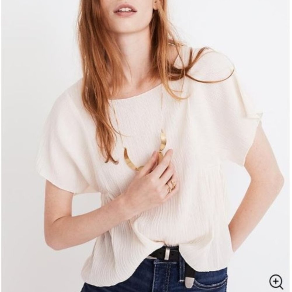 Madwell White Pleated Blouse